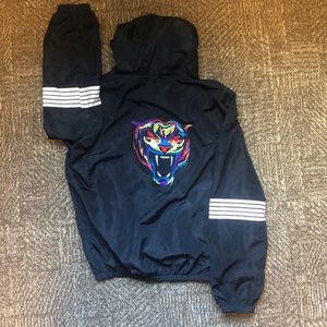 Rainbow Tiger Black Windbreaker Zip Up